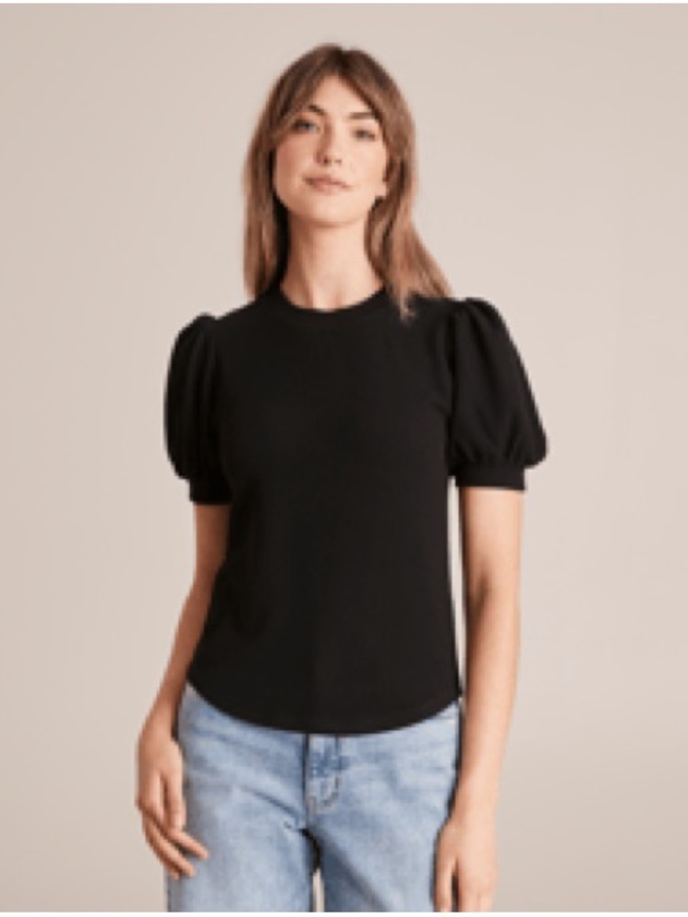J. Crew Black Puff-Sleeve Tee